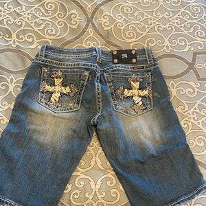 Miss Me Blue Distressed Denim Shorts